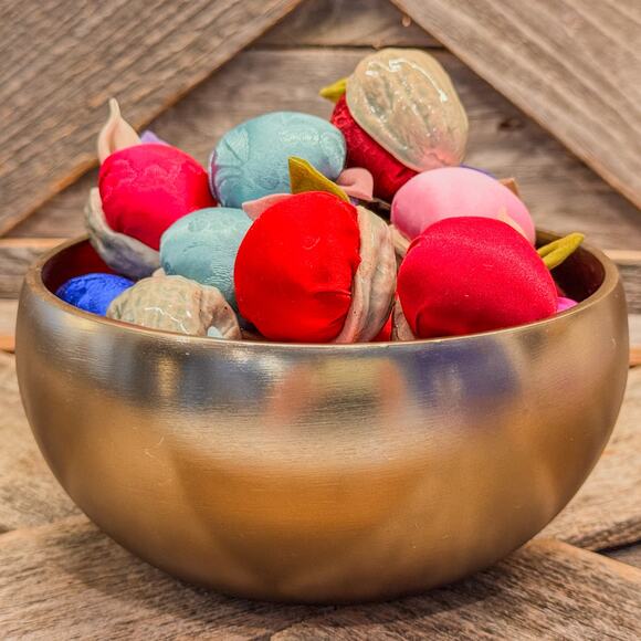 26 Vintage Handcrafted Ceramic and Fabric Faux Walnuts Decor-Bold/Bright Hues - Picture 2 of 10